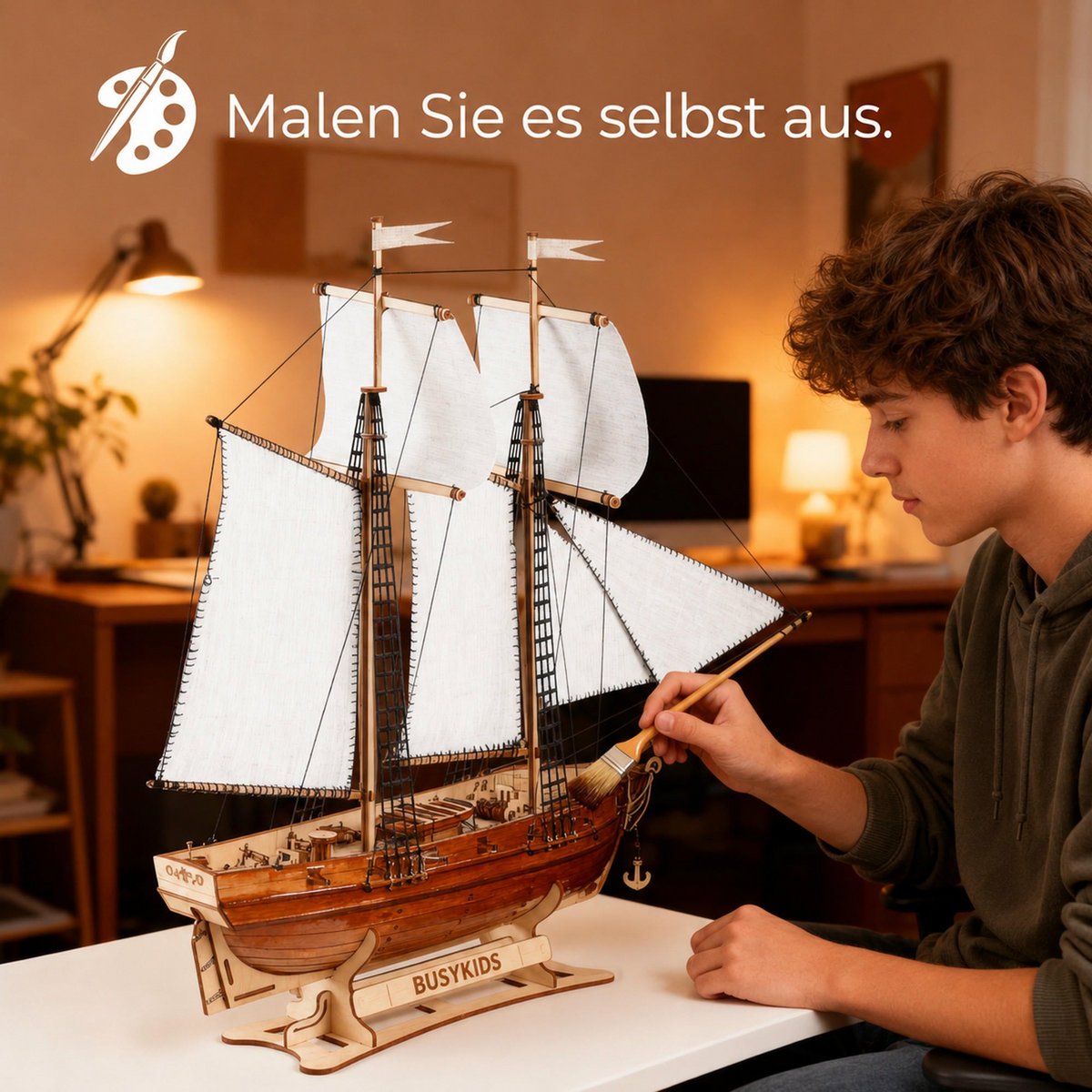 Schoner aus Holz zum Bauen Pilger – 3D-Holzpuzzle 292 Teile, Schiffsmodell mit Segeln und Takelage, Modellbausatz ab 12 Jahren