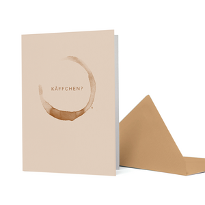 Wenskaart koffievlek "Käffchen" lichtbruin