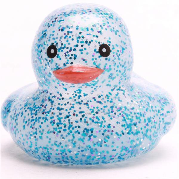 Mini Badeente Glitzer - blau - Gummiente