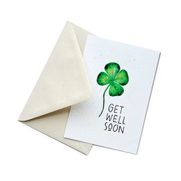Ansichtkaart | Get Well Soon (Klavertje vier)