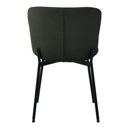 Maceda Dining Chair - Dark Green Bouclé, Black Legs - Set of 2
