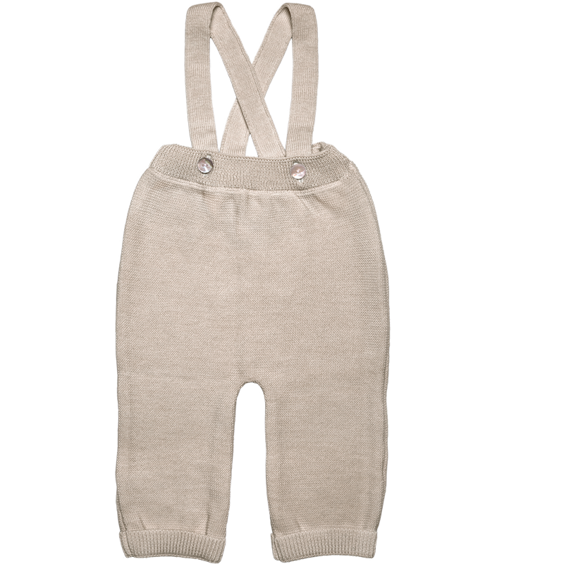 Trägerhose Beige-méliert aus 100% feinster Merinowolle