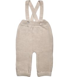 Culote con tirantes beige jaspeado de 100 % lana merino de la mejor calidad