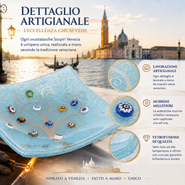 Firkantet skål i Murano Glass, Gift Idea, Favours, Golden Decoration of Life and Murrine Di Murano