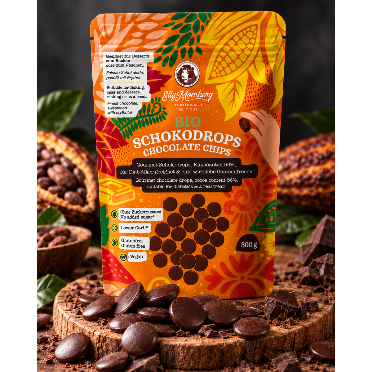 Organic Keto Chocolate Drops 56% | without added sugar I 300g