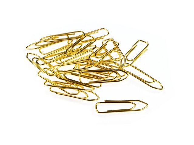 Clips Kangaro 26 mm angular caja de plástico 125 piezas latón
