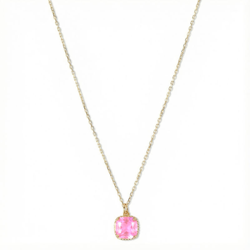 Birthstone halskæde oktober rosenkvarts
