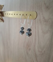 Rhodium plated earrings with "Black Silver Night" Austrian crystals