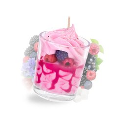 Small red fruit whipped cream candle