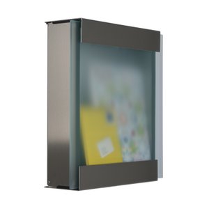 Brievenbus glasnost.glass, roestvrijstalen brievenbus met glazen front, 42 x 43,5 x 13 cm