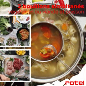 Rotel Chinesisches Fondue-Set mit 2 Fächern, Gabeln und Sieben