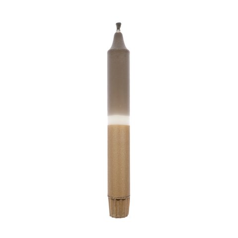 DIP DYE DINNER KERZE GRAU/WEISS/GOLD
