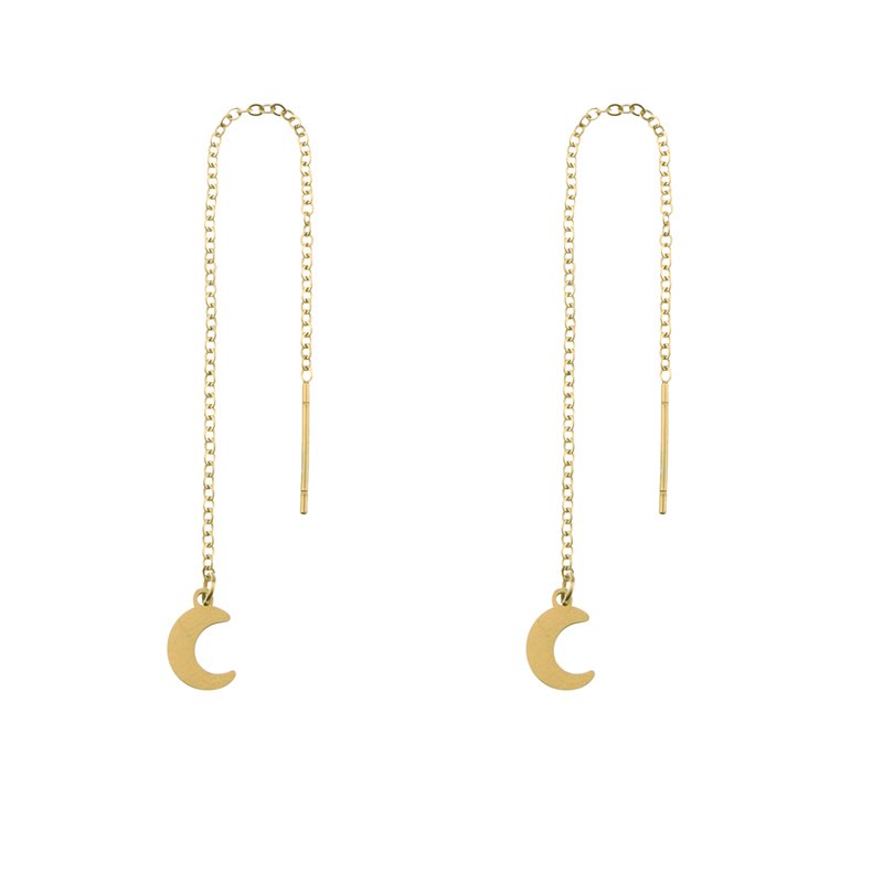 EARRINGS LONG CHAIN MOON