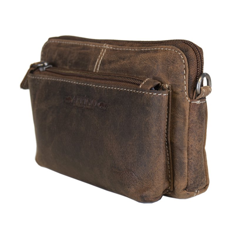 Schultertasche - Gürteltasche - Clutch aus schwarzem Büffelleder - 3 Farben Leder