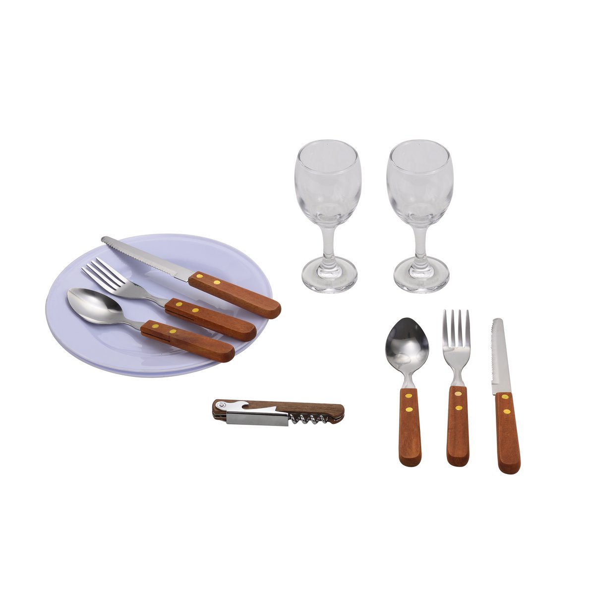 LAGUIOLE, Panier Pique-Nique Glacière pour 2 Personnes, Osier, Coton, Céramique, Métal et PVC, Repas Nomades, Plein Air, Camping, Randonnée, Marron