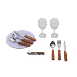 LAGUIOLE, Panier Pique-Nique Glacière pour 2 Personnes, Osier, Coton, Céramique, Métal et PVC, Repas Nomades, Plein Air, Camping, Randonnée, Marron