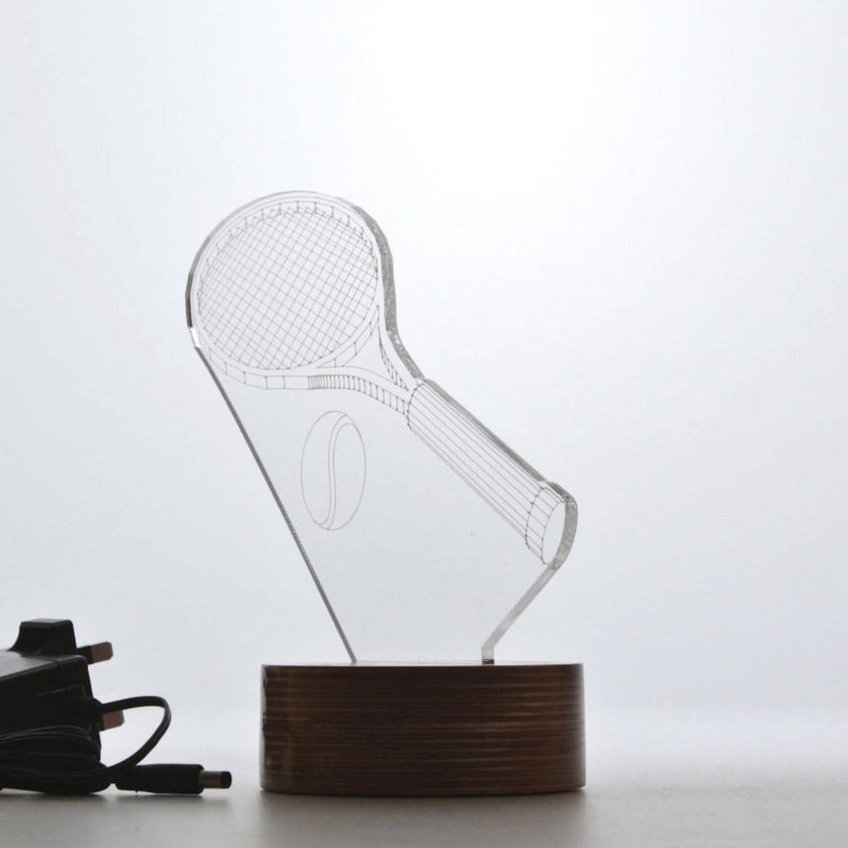 3D Tennisracket Cadeau Tafellamp | Hout
