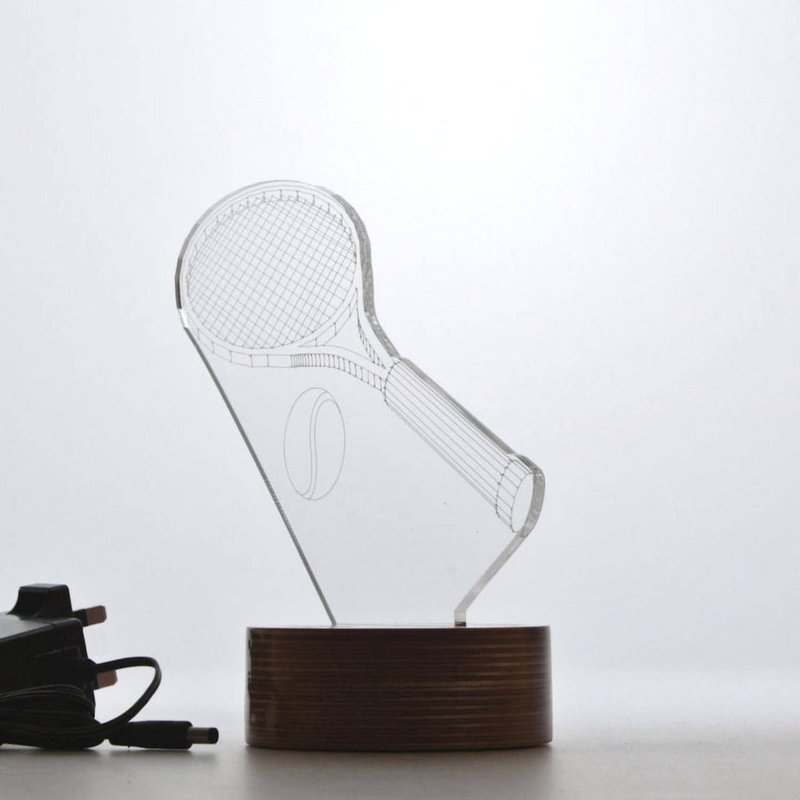 3D Tennisracket Cadeau Tafellamp | Hout
