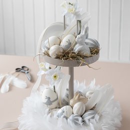 Ghirlanda di piume Timor da appendere, D30 cm, interno D20 cm, bianco