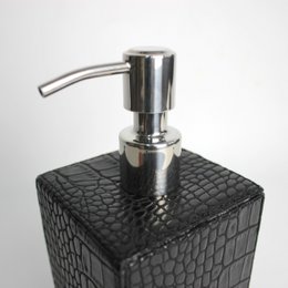 Soap dispenser faux leather crocodile black dispenser imitation leather