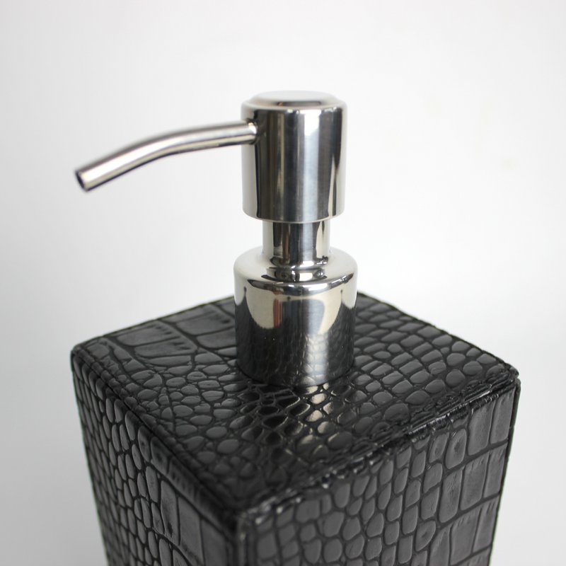 Soap dispenser faux leather crocodile black dispenser imitation leather