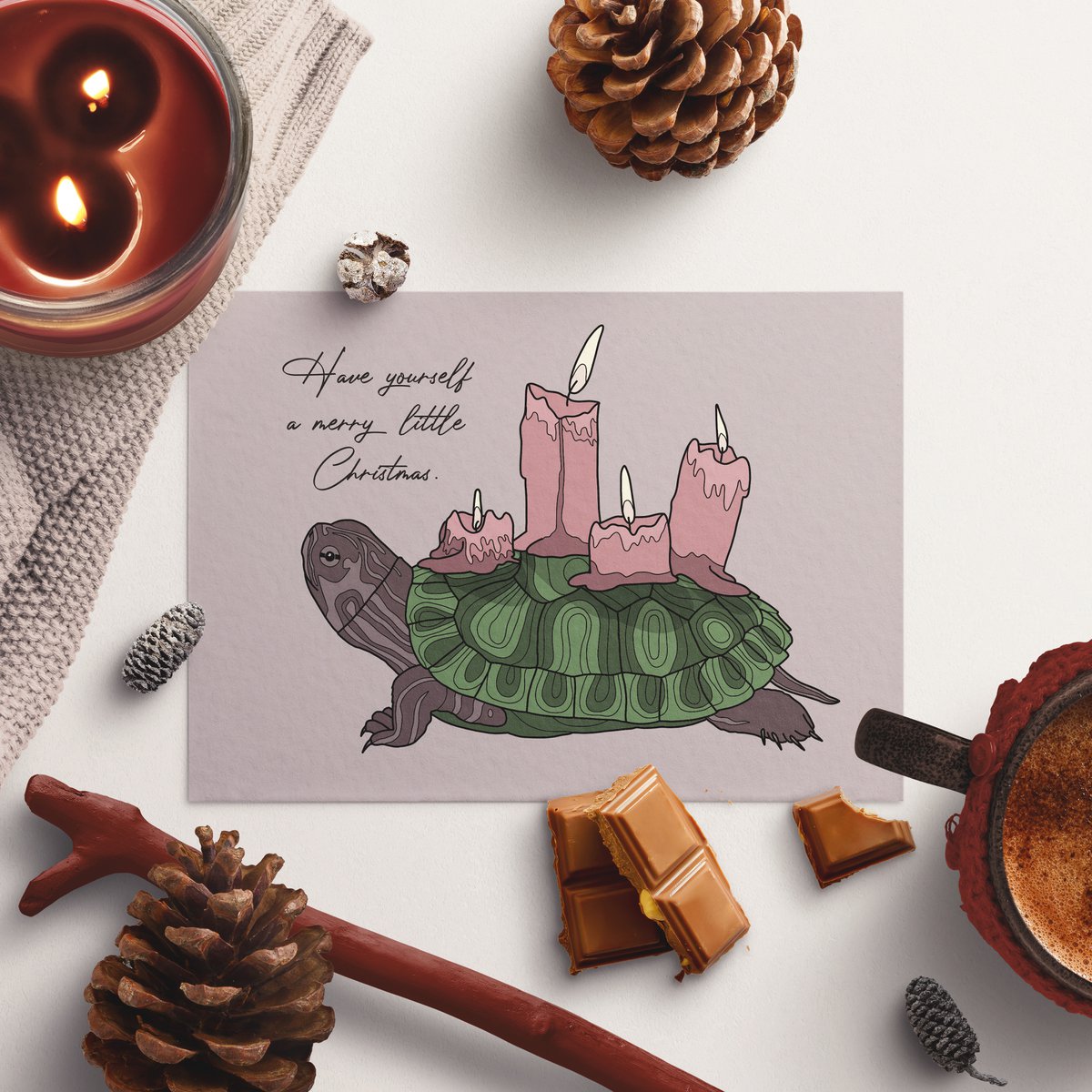 Postal Navidad Tortuga Corona Adviento