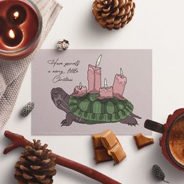 Postkort Juleskildpadde adventskrans