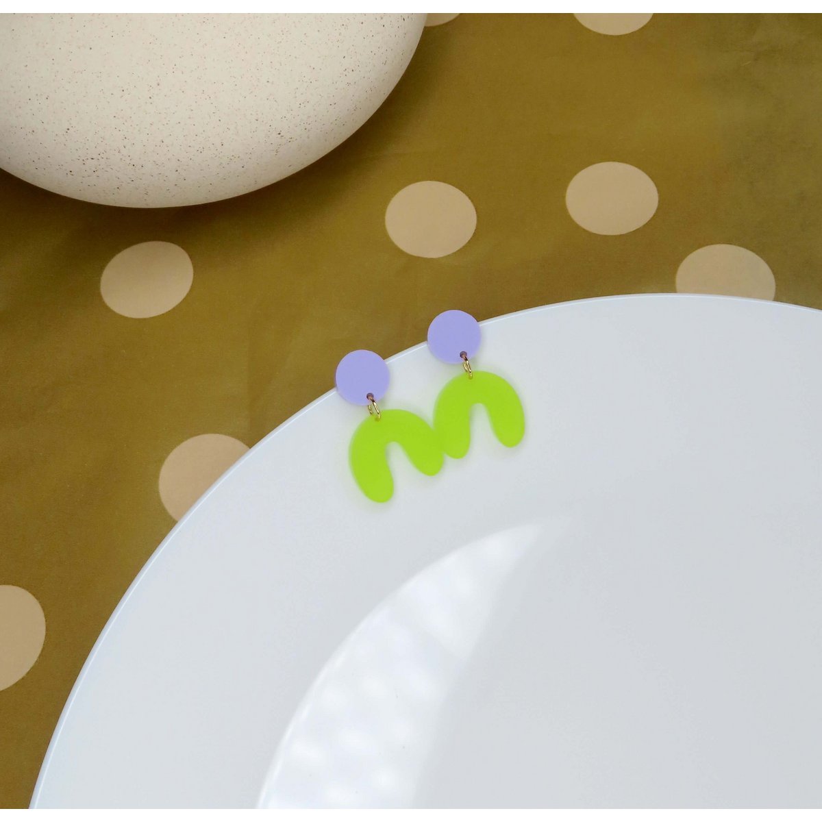 Lime Lilac Arch Arch Earrings