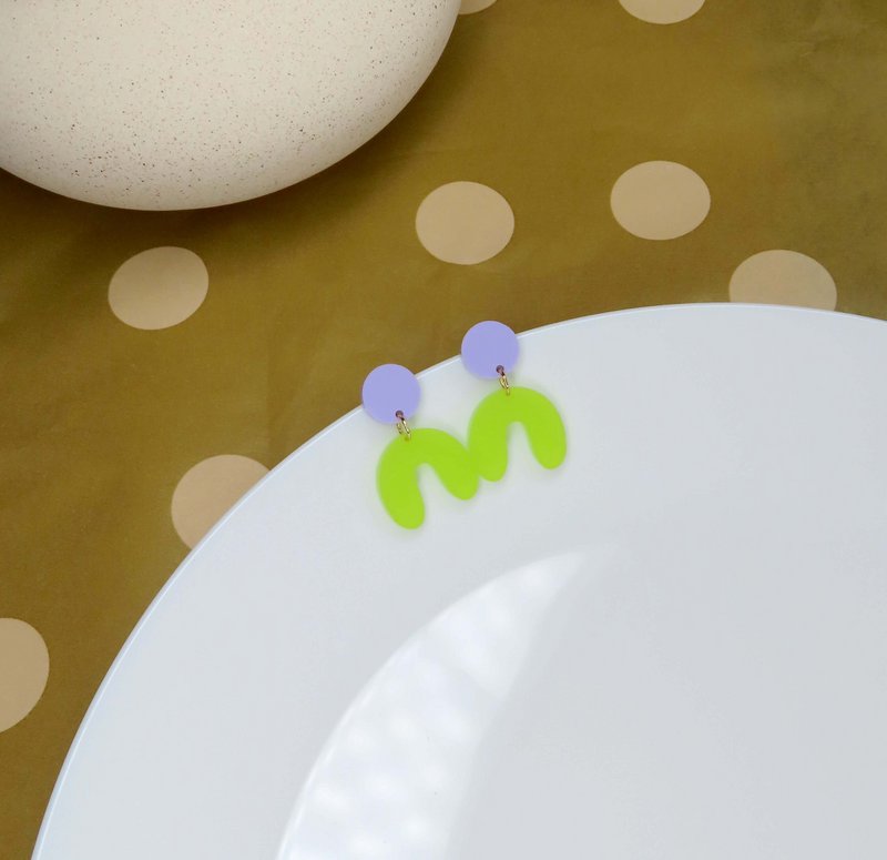 Lime Lilac Arch Arch Earrings