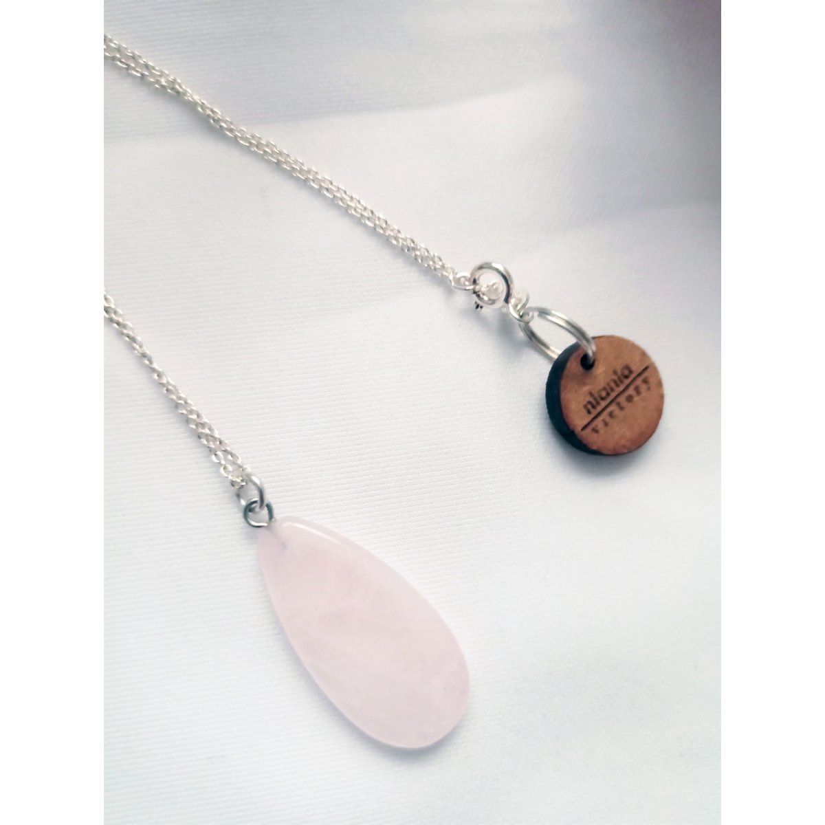 Rose Quartz Teardrop Pendant Sterling Sølv halskæde