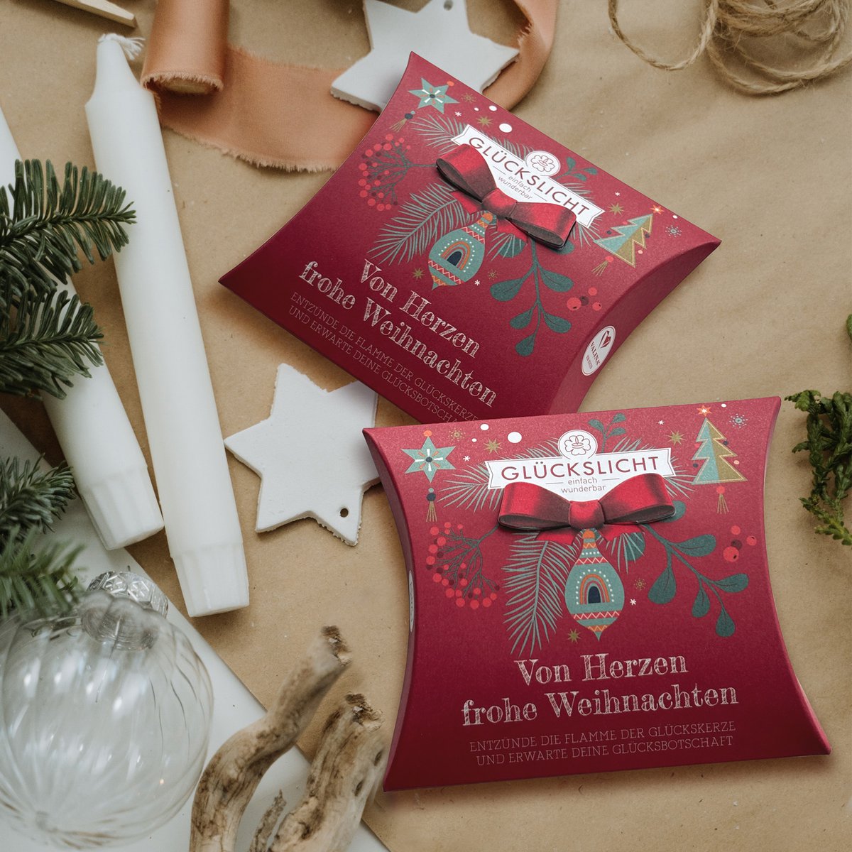 Lumière porte-bonheur / Dans le coffret cadeau avec un nœud découpé 🎀 / Chaleureusement / Joyeux Noël du fond du cœur / VE 15