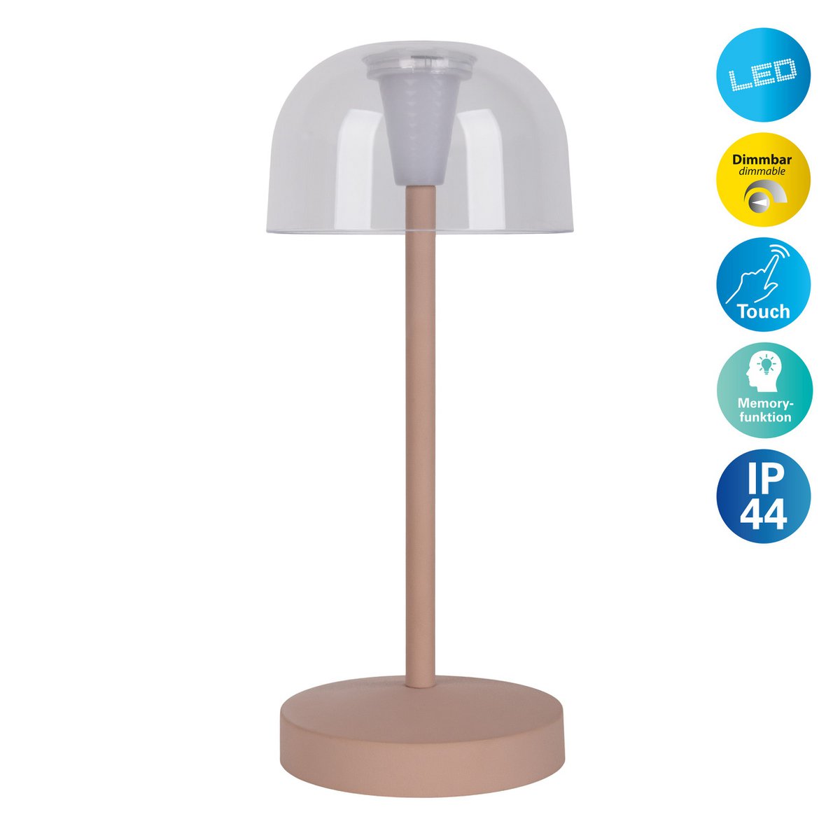 LED battery table light "Gomba" for outside and inside, made of metal and plastic in black, 18.5 cm high
