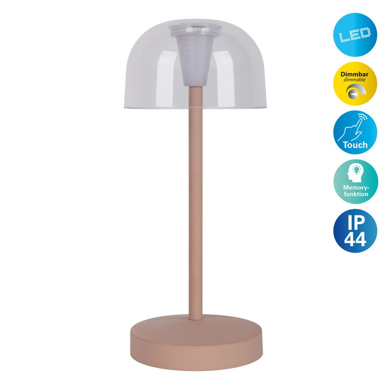 LED battery table light "Gomba" for outside and inside, made of metal and plastic in black, 18.5 cm high