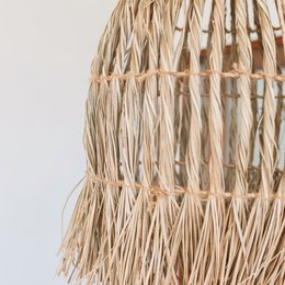 Seagrass Loftslampe – Boho Lampeskærm Pendel – Naturlig hængende Lampe – Stor tragtformet Seagrass Lampeskærm LAMPUNG (Ø 40 cm)