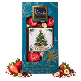Milchschokolade Weihnachtsbaum - Erdbeere, Haselnuss 95g
