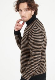ZACH 3 Pull col rond en cachemire à motif jacquard 4 fils bi couleur