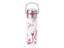 "Cherry blossom tea strainer with stainless steel body and floral design."

The image shows a tea strainer with a stainless steel body and a floral design featuring cherry blossoms. The strainer has a red accent ring around the top. This tea strainer would be suitable for brewing loose leaf tea, with the floral design adding a decorative touch.