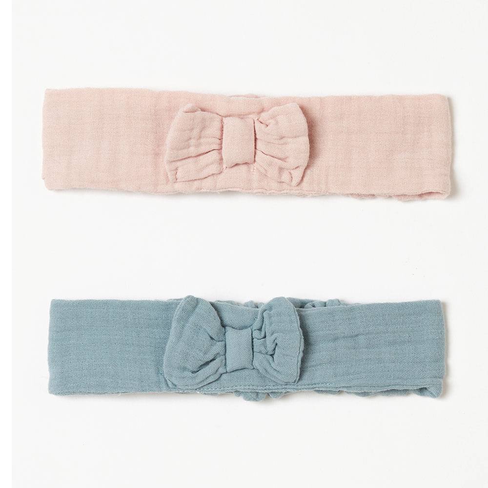 OrganicEra Organic Muslin Head Band - 2 pcs, Powder Pink & Aqua