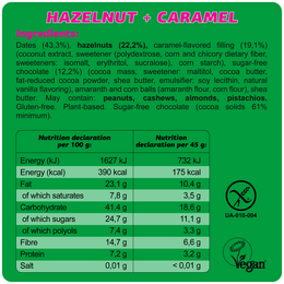 VEGANER GLUTENFREIER RIEGEL „HASELNUSS + KARAMELL“ 45g