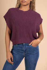 Übergroßer ärmelloser Strickpullover – VISKOSE – 22005