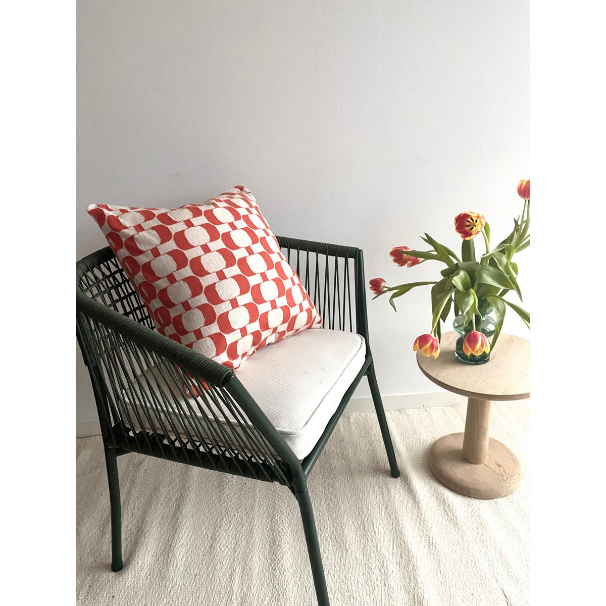 Edith Pillow-Cover Melon, Soft Jacquard Knitted Cotton
