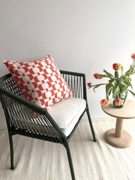 Edith Pillow-Cover Melon, Soft Jacquard Knitted Cotton