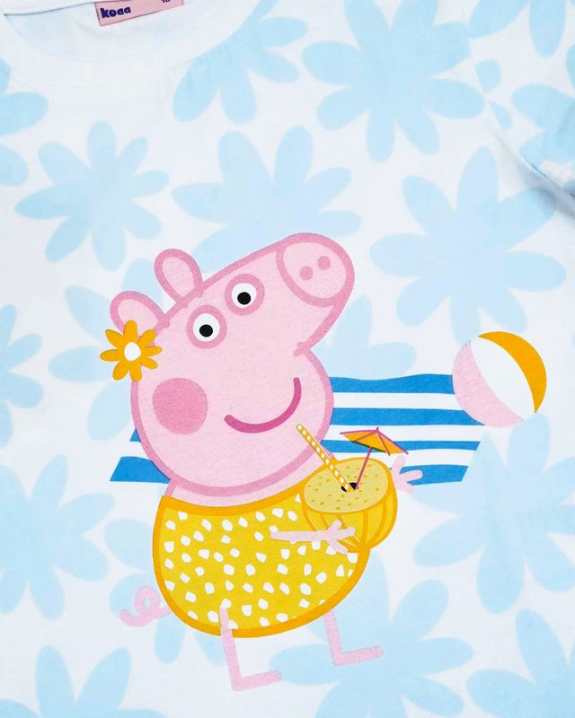 koaa – Peppa Wutz "Summer Vibes" – T-Shirt blanc/bleu