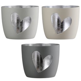 Windlicht rund Heart 3-sort. H. 8,5 cm, VE 9