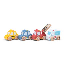 Coffret de véhicules en bois - 4 voitures