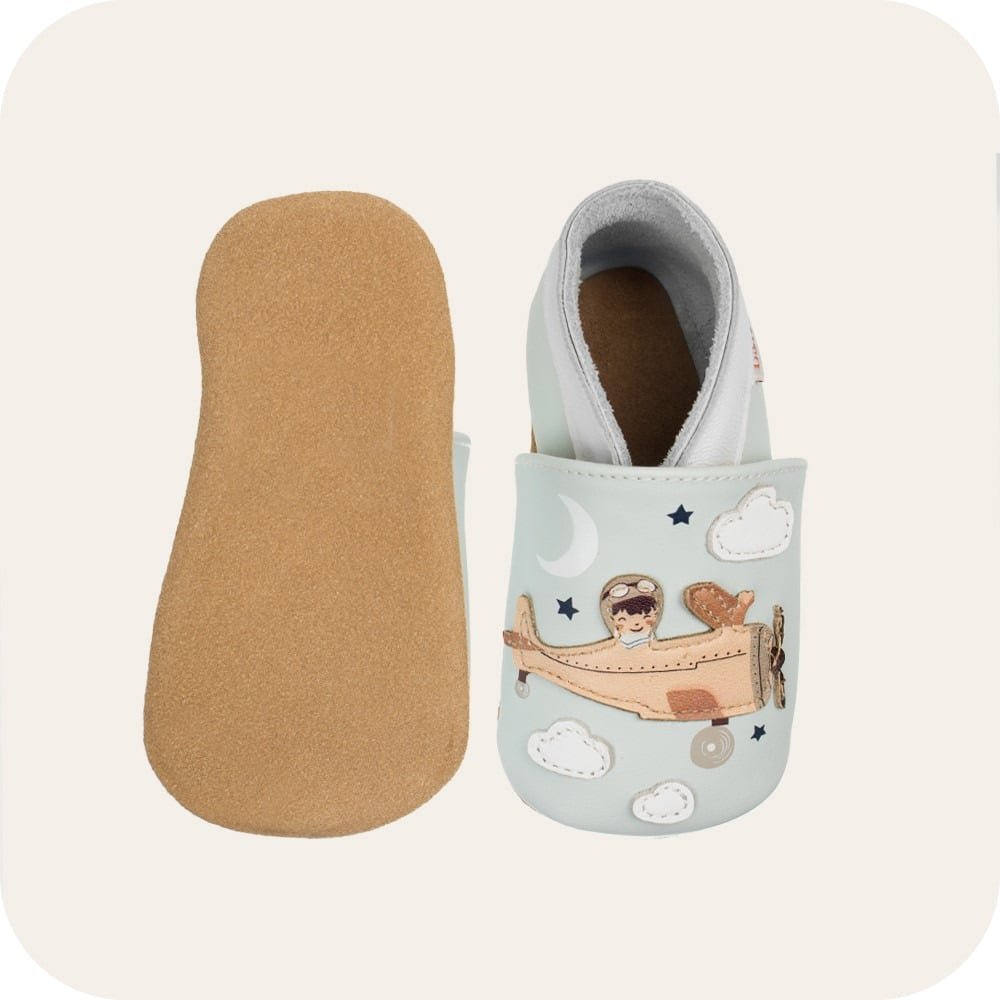 Ciabatte da bambino in morbida pelle aviatore