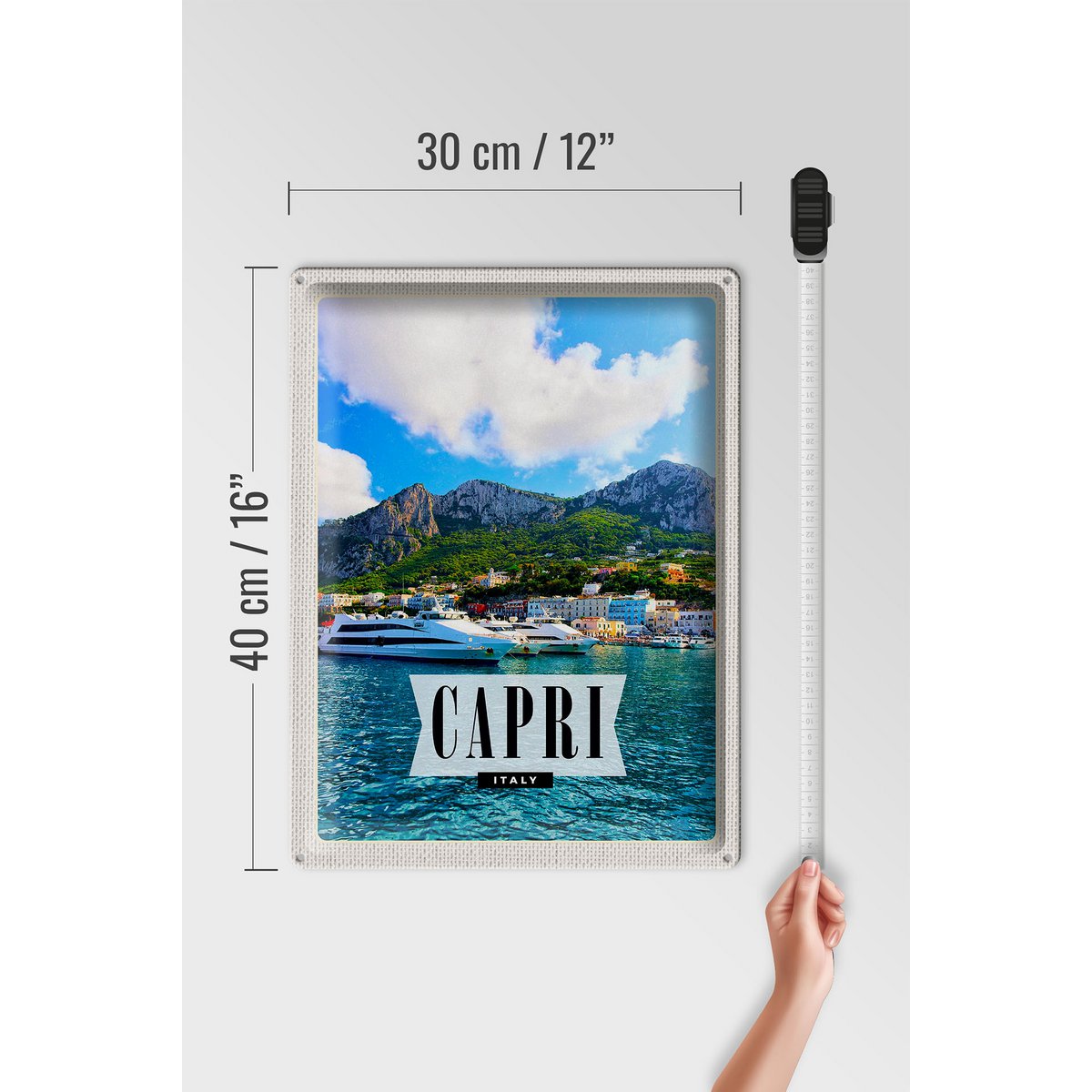 Tin Sign Travel 30x40cm Capri Italy Island Sea Vacation