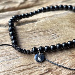 Power Bracelet Black Agate - Gemstone - Bead bracelet - Beads 4mm