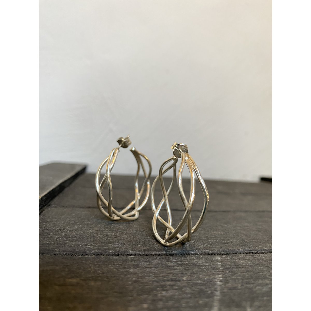 Silver tangle hoop earrings