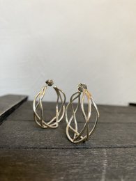 Silver tangle hoop earrings